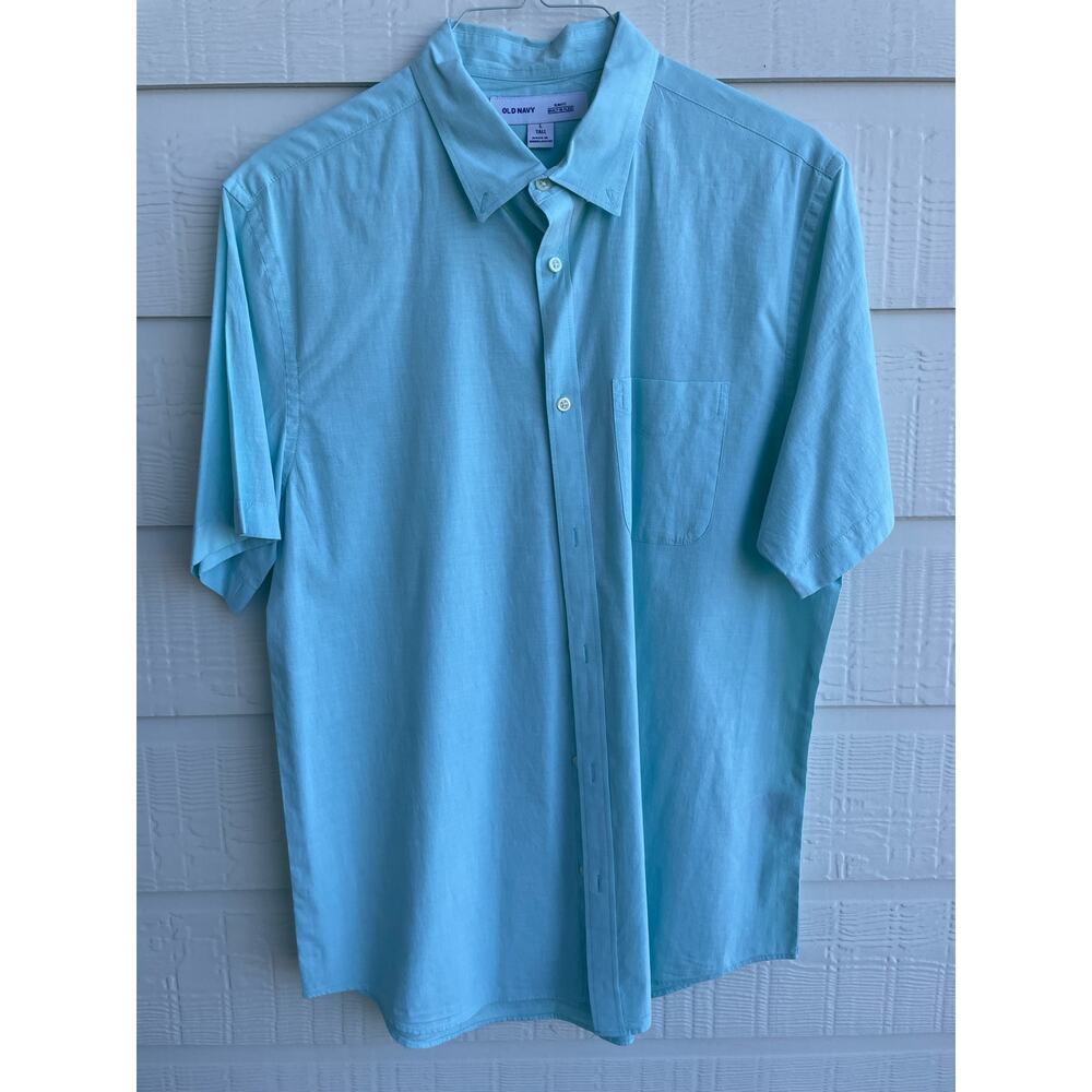 Old Navy Men's  Large tall  slim fit Green button up short sleeve